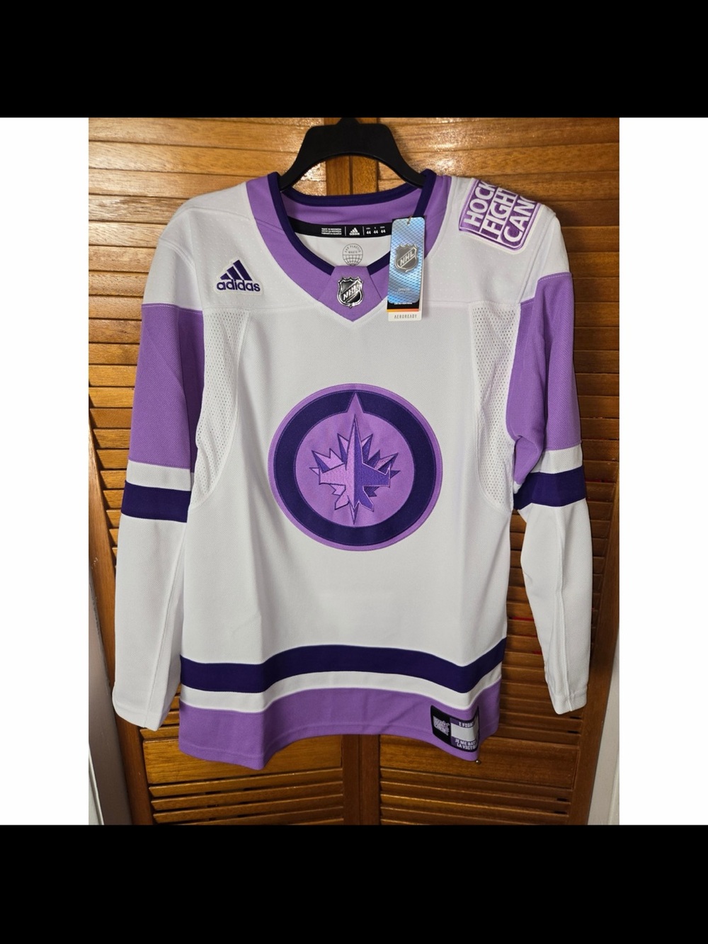 Winnipeg Jets Adidas Authentic Hockey Fights Cancer Jersey White Mens 44